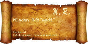 Mladen Rómeó névjegykártya
